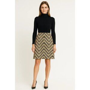 Ann Taylor Vintage Silk & Wool Geometric Pencil Skirt Neutral Size 10